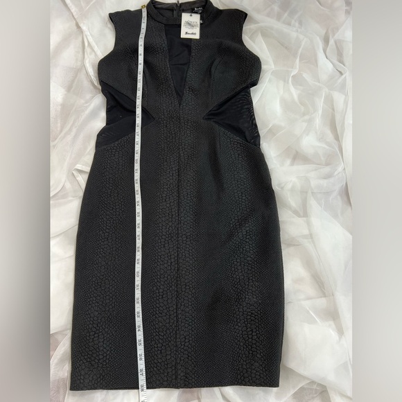 NWT Bardot Womens Black Croc Snake Textured Panel Sheer Cut Sheath Dress Size 8 - Picture 10 of 11